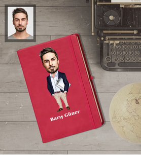 Kişiye Özel Öğretmen Karikatürlü   Kırmızı Defter Bay-14