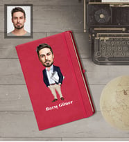 Kişiye Özel Öğretmen Karikatürlü   Kırmızı Defter Bay-14