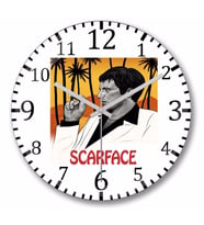 Scarface İllüstrasyon Duvar Saati Bombeli Gercek Cam