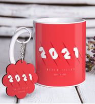 BK Gift Kişiye Özel 2024 Mutlu Yıllar Beyaz Kupa ve Anahtarlık Hediye Seti-1 (Model 1)