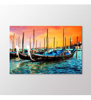Arty Tablo Gün Batımında Gondollar, Venedik Tablo (Karışık)
