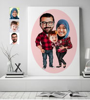 BK Gift Kişiye Özel Aile Karikatürlü Kanvas Tablo (50x70cm.) 2