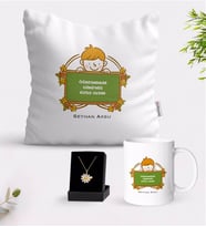 BK Gift Kişiye Özel Öğretmenler Günümüz Kutlu Olsun Beyaz Kupa Yastık ve İsimli Papatya Kolye Hediye Seti-4 (Model 1)