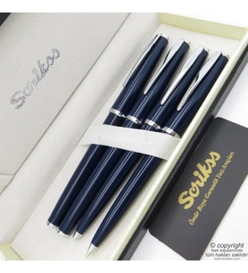 Scrikss 33 4'lü Set Lacivert  Dolma Kalem + Roller Kalem + Tükenmez Kalem + Versatil Kalem Seti  İsme Özel Kalem  Hediye Kalem