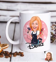 BK Gift Kişiye Özel Kadın Kuaför Karikatürlü Beyaz Kupa Bardak-3