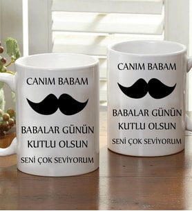 Kişiye Özel Bıyıklı Canım Babam Kupa Bardak