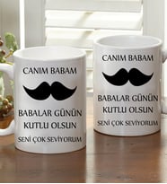Kişiye Özel Bıyıklı Canım Babam Kupa Bardak
