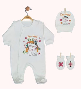 Pia Baby Gl 1948-01 İsme Özel Üçlü Tulum Set