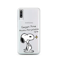 Snoopy Tasarımlı Süper Şeffaf Silikon Telefon Kılıfı Samsung A70