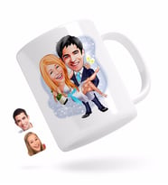 BK Gift Kişiye Özel Evleniyoruz Karikatürlü Beyaz Kupa Bardak-4