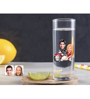 BK Gift Kişiye Özel Renkli Baskılı Sevgililer Karikatürlü Vodka Bardağı-12 (Beyaz)