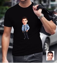BK Gift Kişiye Özel Bay Polis Karikatürlü Siyah T-Shirt