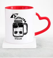 BK Gift Kişiye Özel Mesleki Animatör Kırmızı Kalpli Kupa Bardak  2