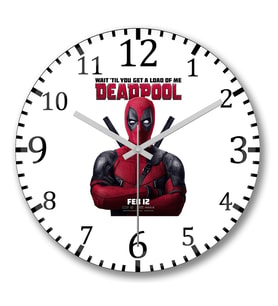 Deadpool Duvar Saati Bombeli Gercek Cam