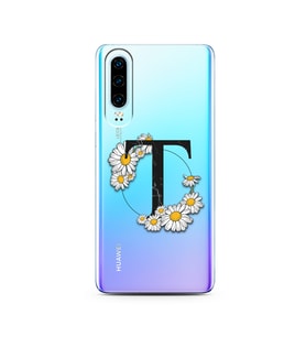 Papatya Harf Tasarım Süper Şeffaf Silikon Telefon Kılıfı Huawei P30   T-Harfi