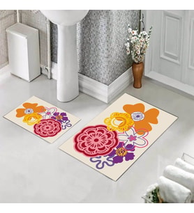 Banyo Halısı Ikili Klozet Takımı Kaymaz Tabanlı (60 xm x 100 cm + 40 cm x 60 cm) 