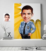 BK Gift Kişiye Özel Bay Polis Karikatür Kanvas Tablo 70x100cm 1