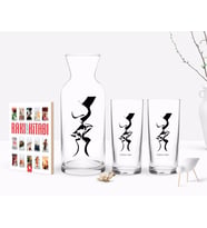 BK Gift Kişiye Özel Renkli Baskılı Öpücük Tasarımlı İkili Rakı Bardağı Karaf ve Cep Kitabı Hediye Seti-1 (Model 1)