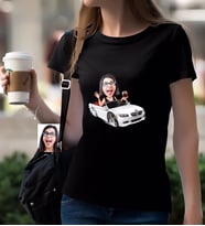 BK Gift Kişiye Özel Bayan Patron Karikatürlü Siyah T-Shirt-3