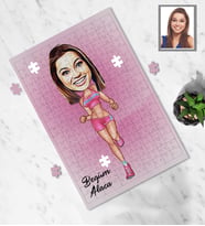 Kişiye Özel Sporcu Karikatürlü A4 99 Parça Puzzle Bayan-1