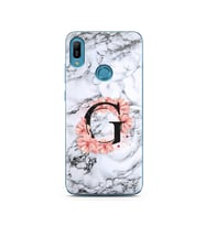 Mermer Çiçekli Harf Tasarım Süper Şeffaf Silikon Telefon Kılıfı Huawei Y6 (Prime
