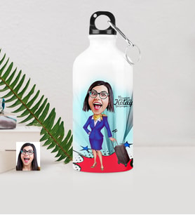 BK Gift Kişiye Özel Hostes Karikatürlü Metal Suluk 500 Ml 2