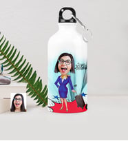 BK Gift Kişiye Özel Hostes Karikatürlü Metal Suluk 500 Ml 2