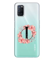 Pembe Çiçekli Harf Tasarım Süper Şeffaf Silikon Telefon Kılıfı Oppo A52-A72 I-Ha