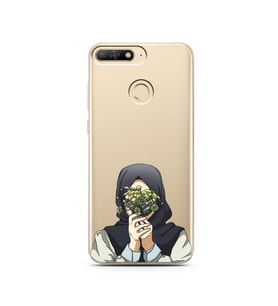Kapalı Çiçekli Kız Tasarımlı Süper Şeffaf Silikon Telefon Kılıfı Huawei Y6 Prime