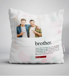 BK Gift Kişiye Özel Fotoğraflı Brother Yastık (Beyaz)