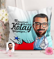 BK Gift Kişiye Özel Bay Doktor Karikatürlü  Yastık  5