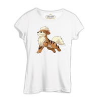 Pokemon - Growlithe Beyaz Kadın Tshirt