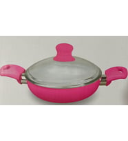 Bondy 20 Cm Cam Kapaklı Yumurta Sahanı Tavası ( 3 farklı renk seçeneği ) (Pembe)