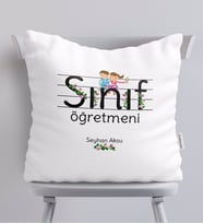 BK Gift Kişiye Özel Sınıf Öğretmeni Beyaz Yastık-17