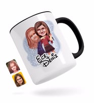 BK Gift Kişiye Özel Kız Kardeşler Karikatürlü Siyah Kupa Bardak-6