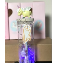 Unicorn Işıklı Dekoratif Cam Fanus Notluk (Sarı)