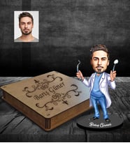 Kişiye Özel Diş Doktoru Tasarımlı Karikatür Ahşap Biblo Kutulu Bay-1