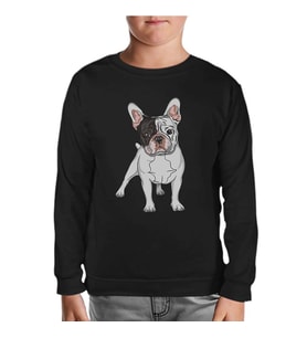 French Bulldog Siyah Çocuk Sweatshirt