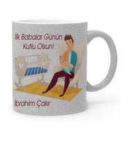 BK Gift Kişiye Özel Babalar Günü Temalı Gümüş Simli Kupa Bardak 20448