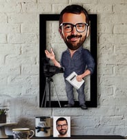 BK Gift Kişiye Özel Bay Yönetmen Karikatürlü 3D Ahşap Tablo-1