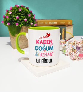 Mesajlı Kadın Doğum Uzmanı Kupa Bardak Yeşil