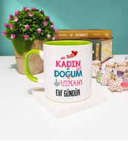 Mesajlı Kadın Doğum Uzmanı Kupa Bardak Yeşil