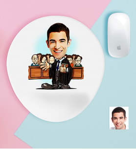 BK Gift Kişiye Özel Bay Avukat Karikatürlü Bilek Destekli Mouse Pad-2 (Beyaz)