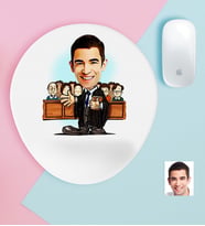BK Gift Kişiye Özel Bay Avukat Karikatürlü Bilek Destekli Mouse Pad-2 (Beyaz)