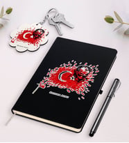 BK Gift Kişiye Özel Atatürk Temalı Siyah Defter Kalem Ve Anahtarlık Hediye Seti-3 (Model 1)