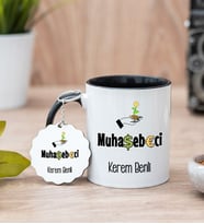 Muhasebeci Siyah Kupa Bardak Ve Anahtarlık Set
