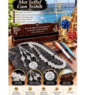 Kişiye Özel İsimli Tesbih Mat Şeffaf Cam