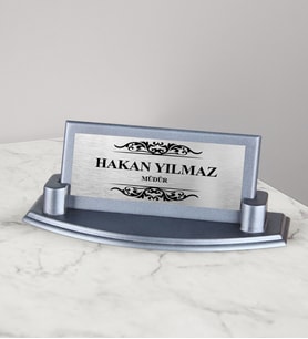 Kişiye Özel AC71-S Siyah Ahşap Masa İsimliği