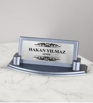 Kişiye Özel AC71-S Siyah Ahşap Masa İsimliği