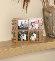 Kişiye Özel 4 Fotoğraflı Seni Seviyorum Mdf Çerçeve Ahşap